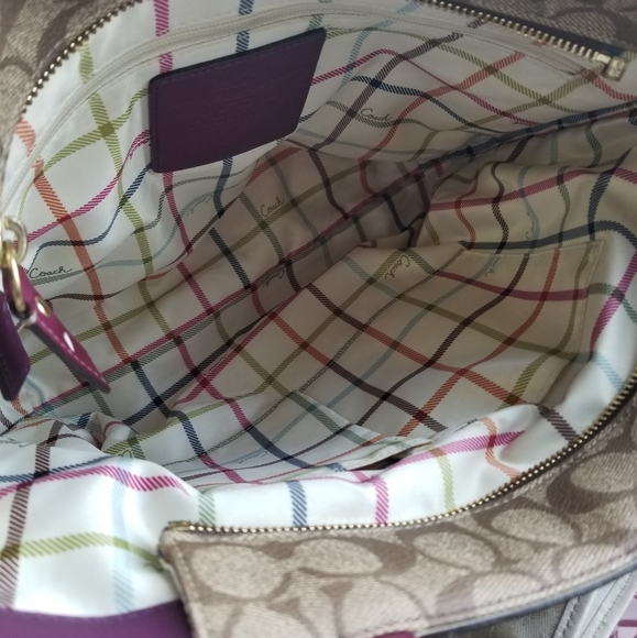 Coach Heritage Stripe Tote 12358 Berry - Picture 4 of 6